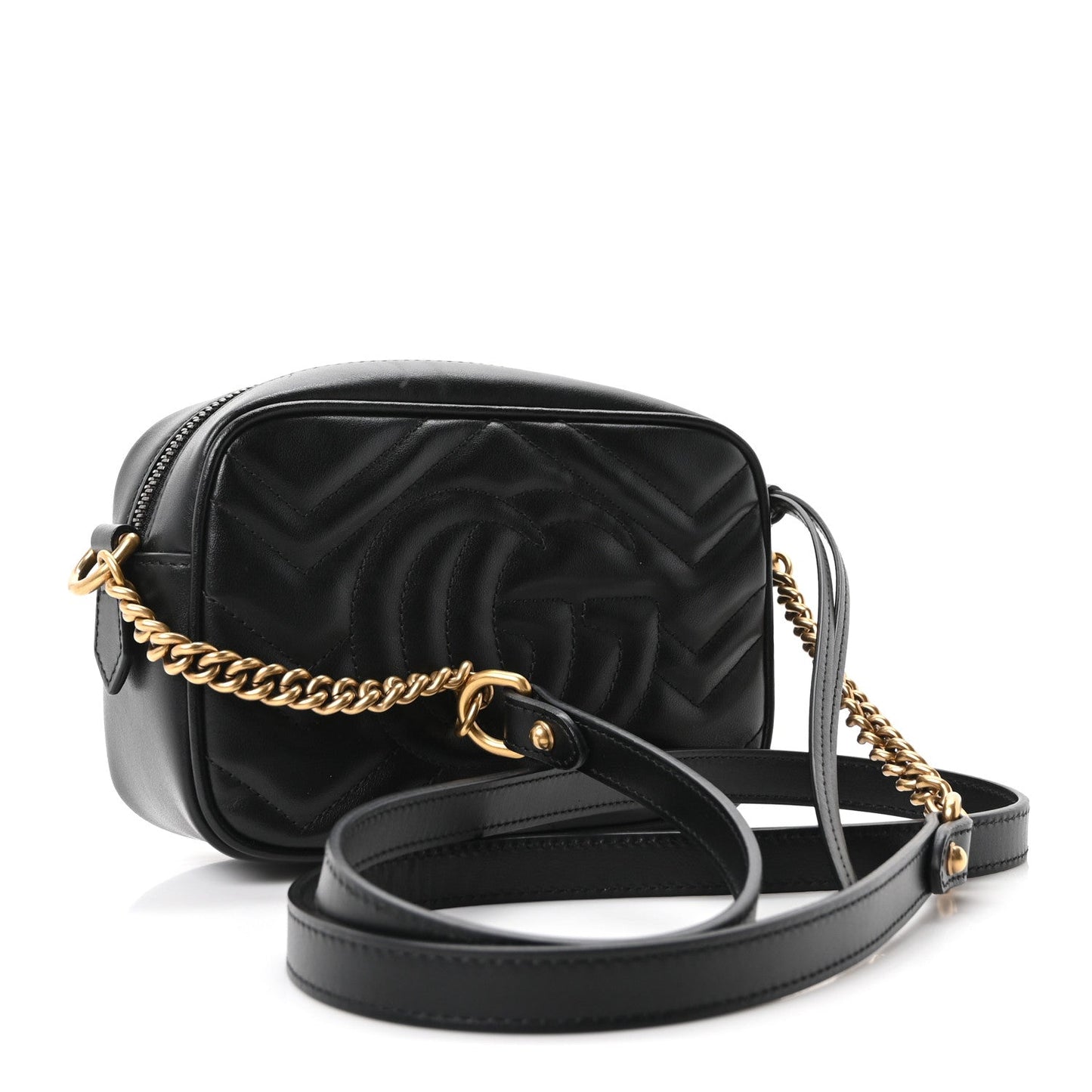 Calfskin Matelasse Mini GG Marmont Chain Shoulder Bag Black