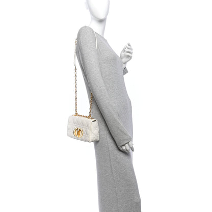 Calfskin Cannage Small Caro Bag Ivory