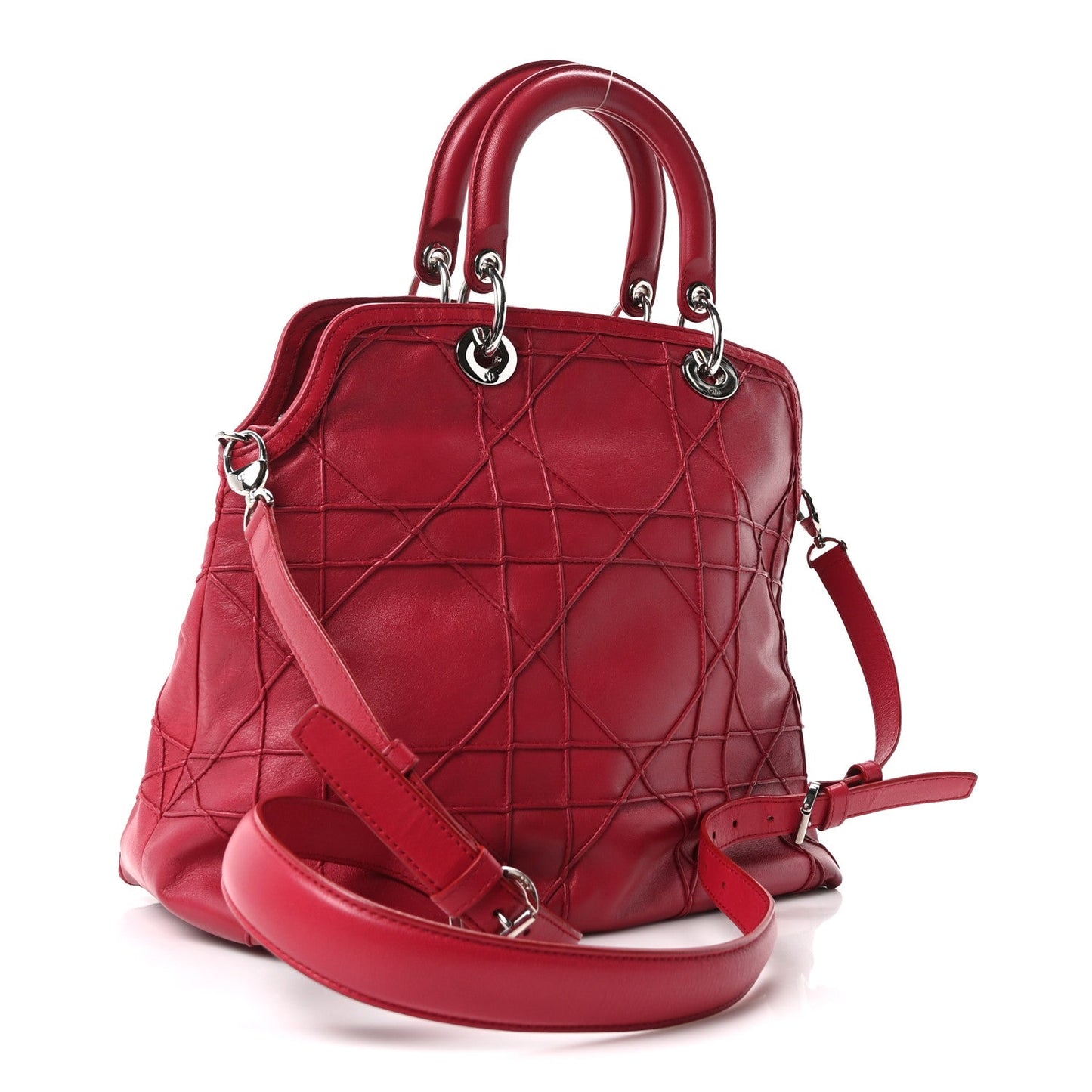 Lambskin Cannage Medium Granville Tote Red