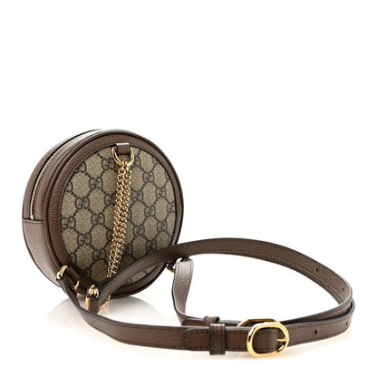 GG Supreme Monogram Web Mini Ophidia Round Backpack Brown