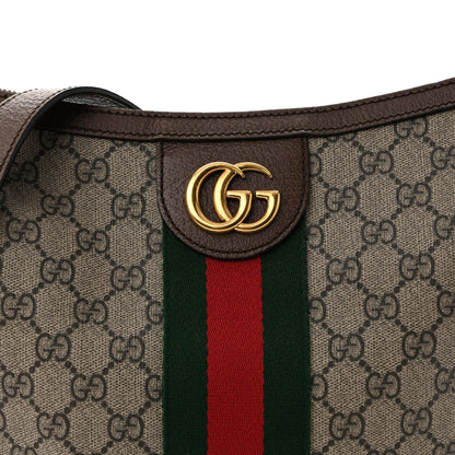 GG Supreme Monogram Web Small Ophidia Half Moon Hobo Brown