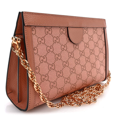 Monogram Textured Dollar Calfskin Small Ophidia Chain Shoulder Bag Cloche Rose Pink