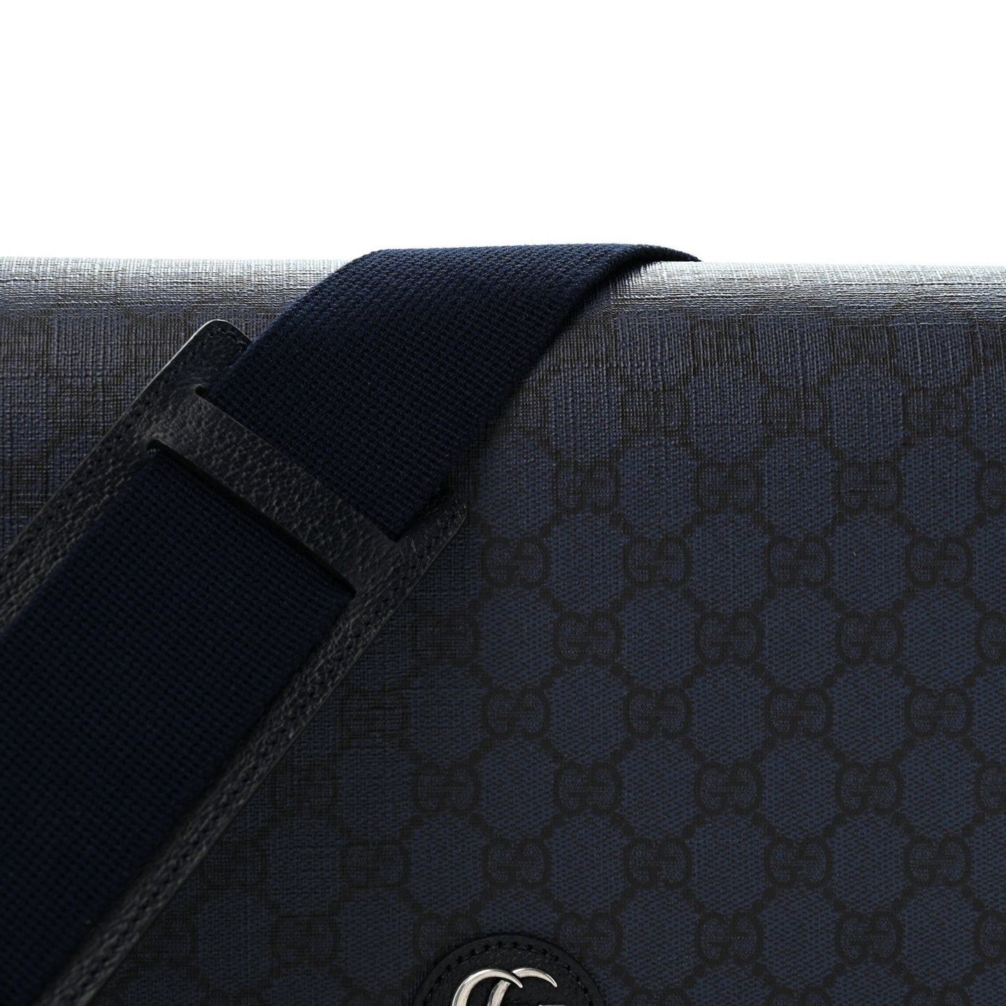 Tender GG Supreme Monogram Textured Dollar Calfskin Ophidia Messenger Bag Dark Blue