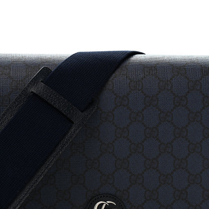 Tender GG Supreme Monogram Textured Dollar Calfskin Ophidia Messenger Bag Dark Blue