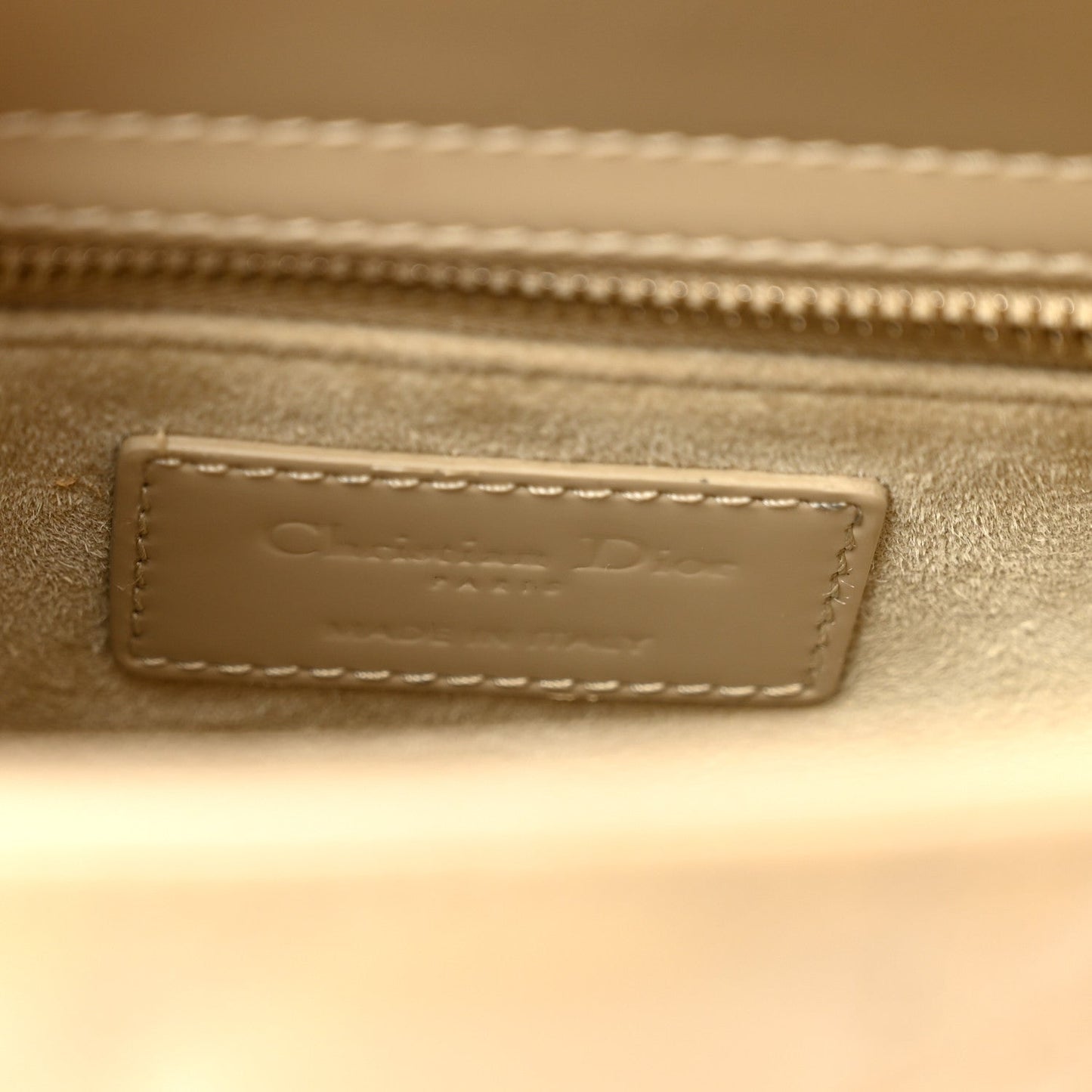 Patent Cannage Small Lady Dior Beige