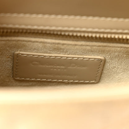 Patent Cannage Small Lady Dior Beige