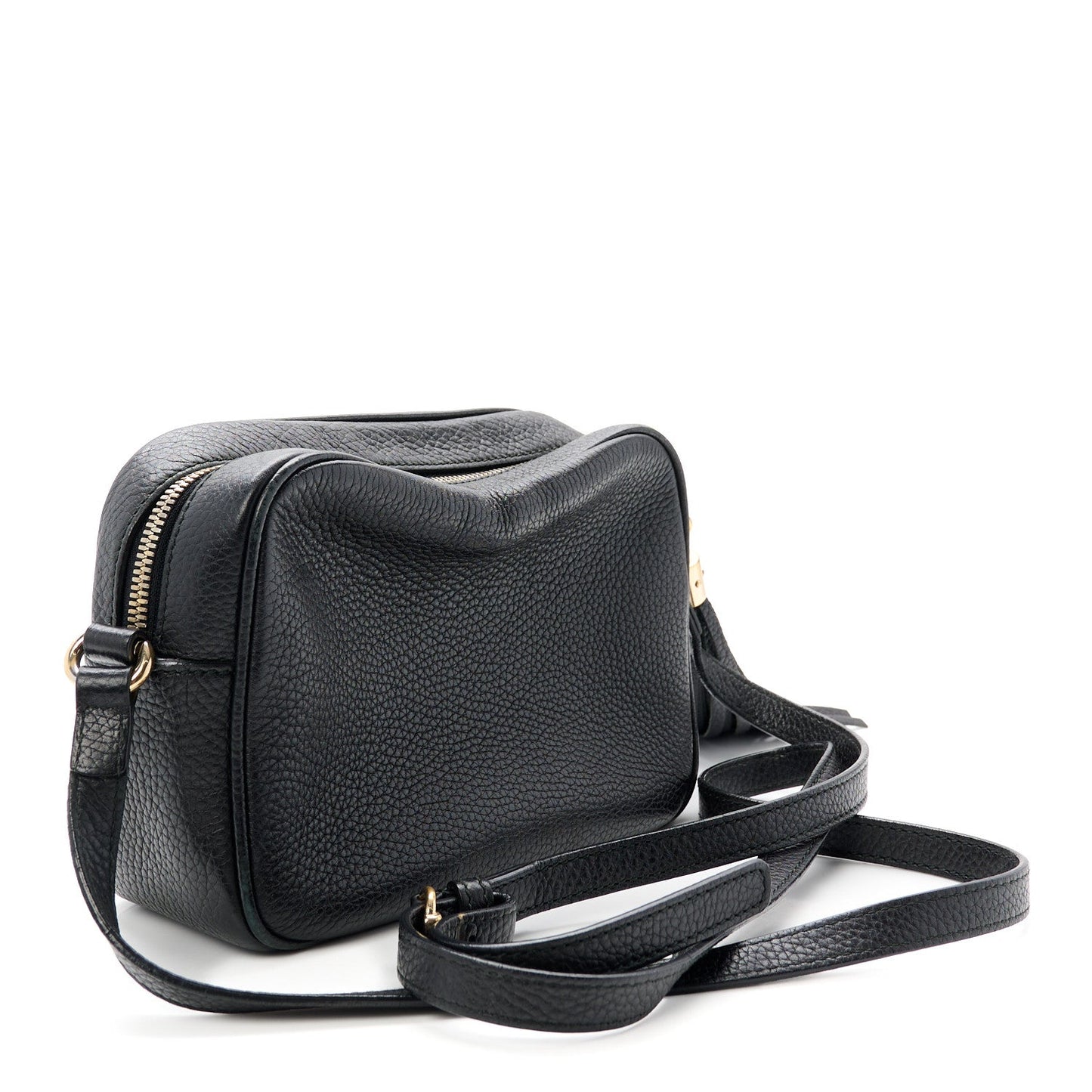Pebbled Calfskin Small Soho Disco Bag Black