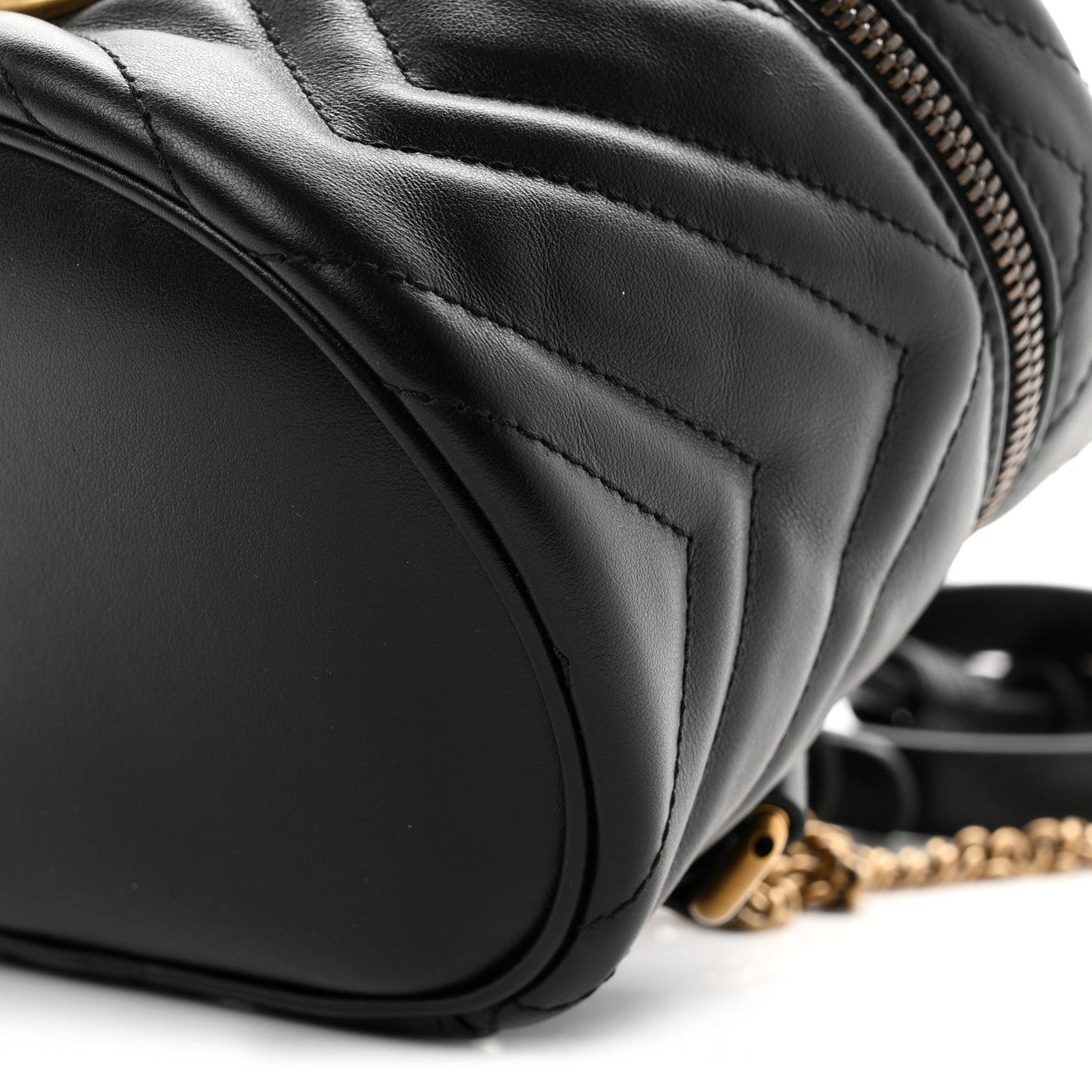 Calfskin Matelasse Mini GG Marmont Round Backpack Black