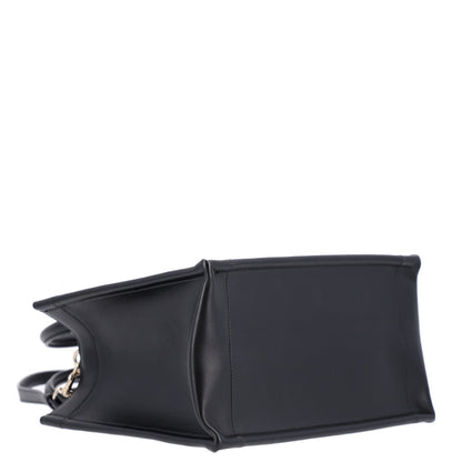 Calfskin Macro Cannage Small Book Tote Black