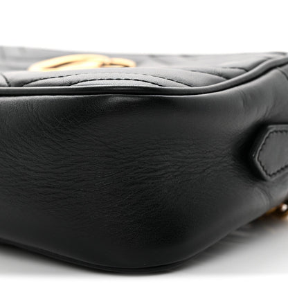 Calfskin Matelasse Small GG Marmont Chain Shoulder Bag Black