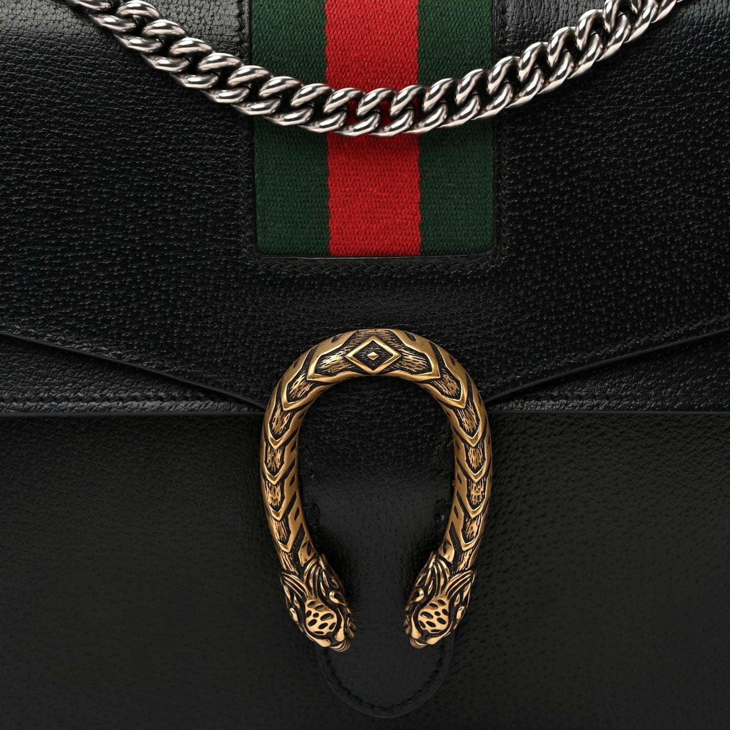 Calfskin Web Medium Dionysus Shoulder Bag Black