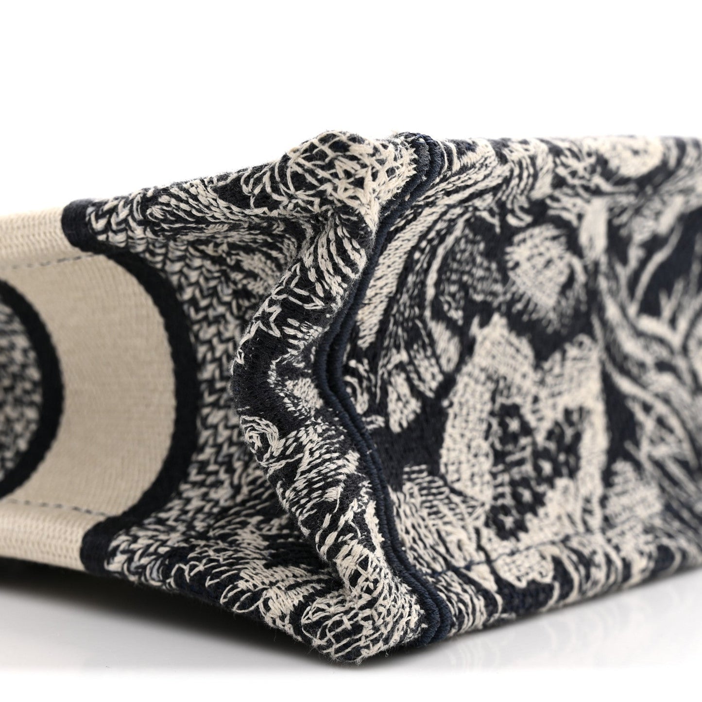 Canvas Embroidered Toile De Jouy Reverse Mini Book Tote With Strap Blue Multicolor