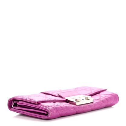 Lambskin Cannage Miss Dior Chain Wallet Dark Pink