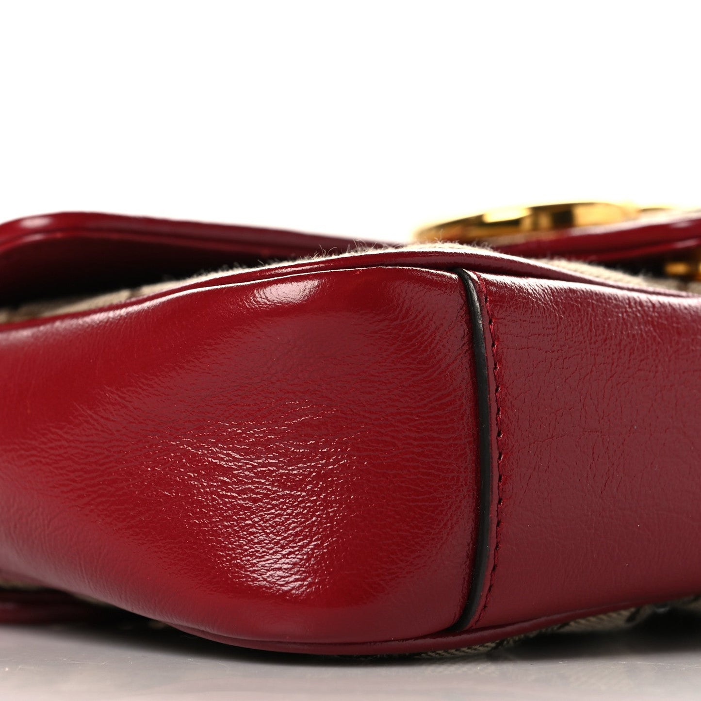 Monogram Azalea Calfskin Matelasse Diagonal Mini GG Marmont Shoulder Bag Beige Ebony New Cherry Red