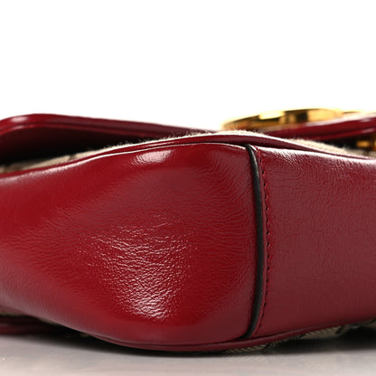 Monogram Azalea Calfskin Matelasse Diagonal Mini GG Marmont Shoulder Bag Beige Ebony New Cherry Red