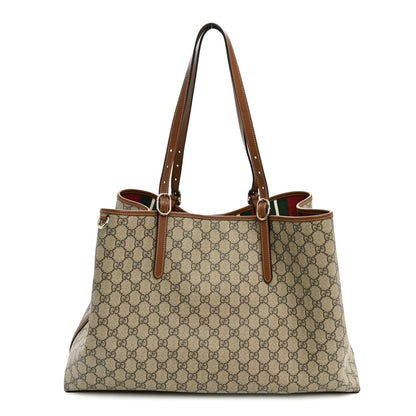 GG Supreme Monogram Emblem Maxi Tote Bag Beige Dark Brown