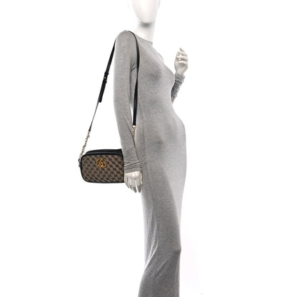 Monogram Matelasse Diagonal Small GG Marmont Chain Shoulder Bag Beige Black