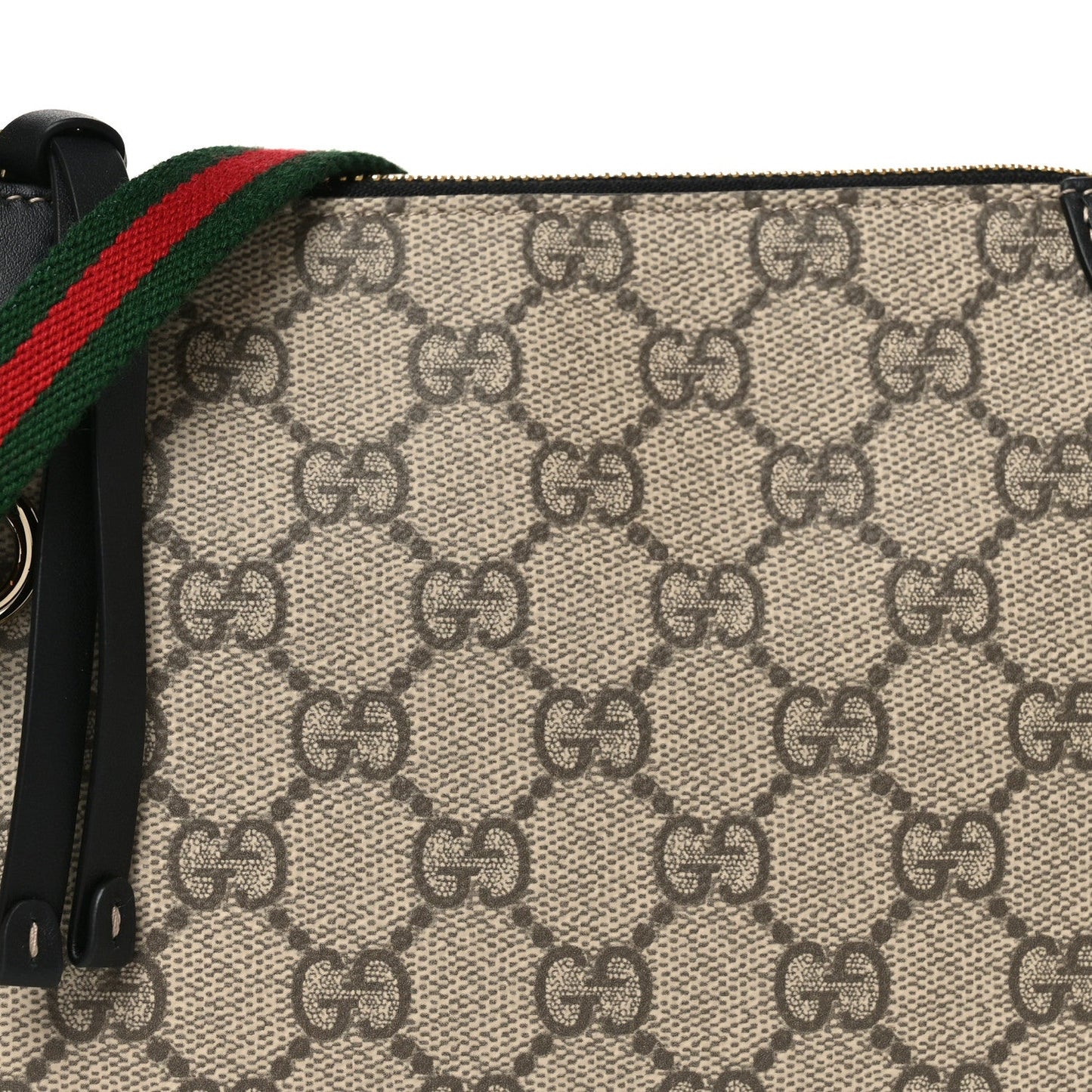 GG Supreme Monogram Textured Calfskin Small Emblem Shoulder Bag Beige Black