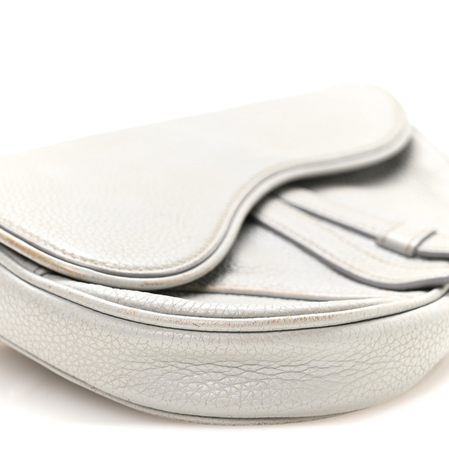 Grained Calfskin Mens Mini Saddle Bag Gray
