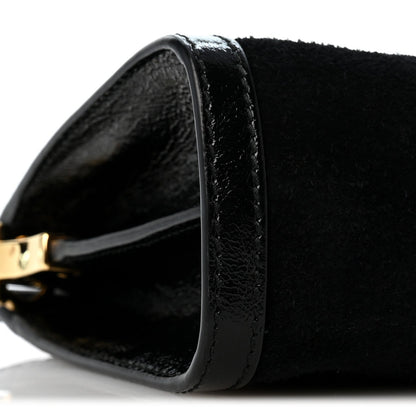 Suede Patent GG Web Small Ophidia Chain Shoulder Bag Black