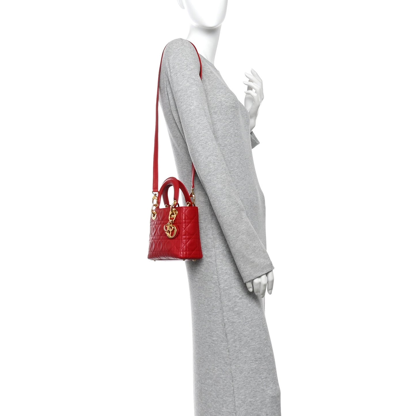 Lambskin Cannage Mini Lady Dior Red