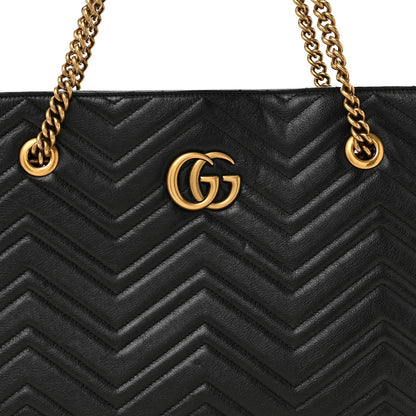 Vintage Calfskin Matelasse Medium GG Marmont Slim Tote Black