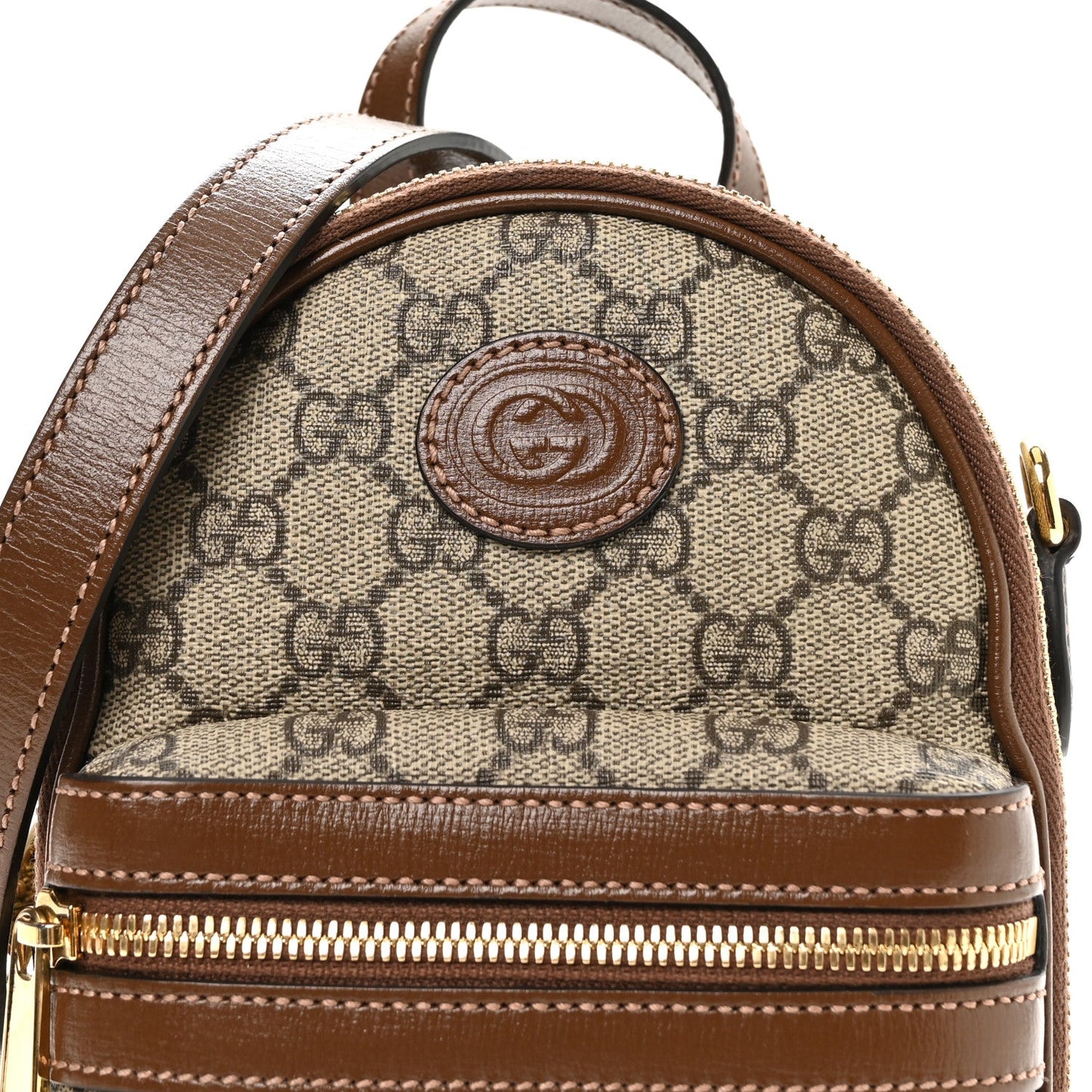 GG Supreme Monogram Azalea Calfskin Retro Interlocking G Multi-Function Bag Beige Ebony Brown Sugar