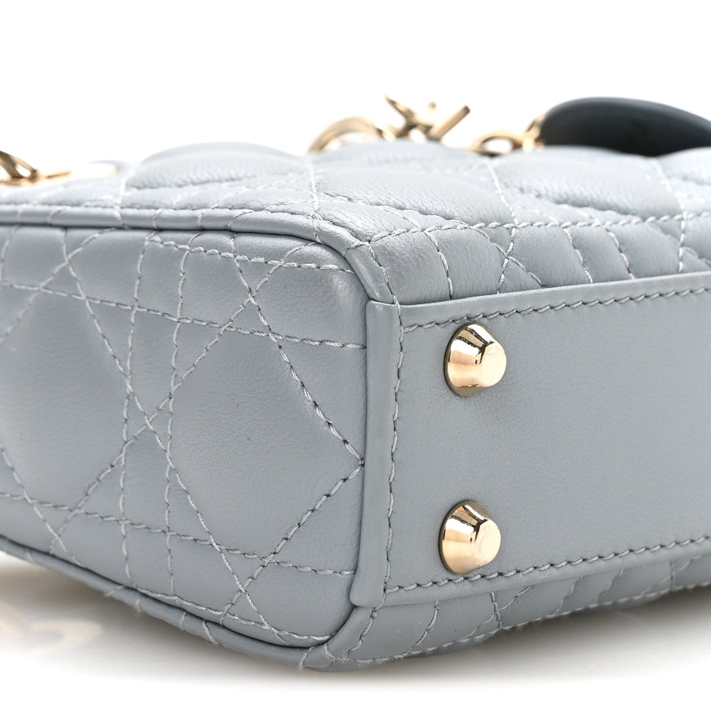 Lambskin Cannage Micro Lady Dior Cloud Blue
