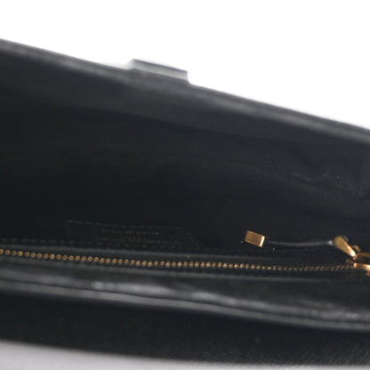 Grained Calfskin Saddle Bag With Strap Black