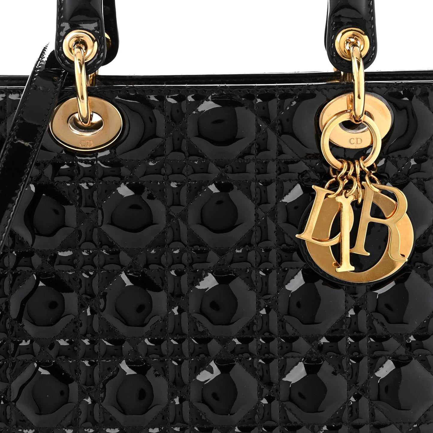 Patent Cannage Large Lady Dior Black