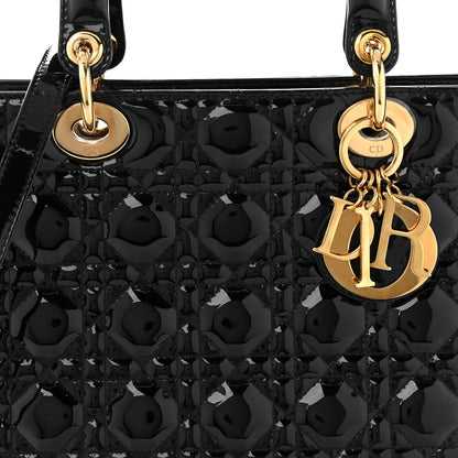 Patent Cannage Large Lady Dior Black
