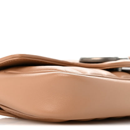 Calfskin Matelasse Aria Super Mini GG Marmont Shoulder Bag Camelia