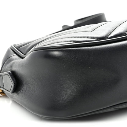 Calfskin Matelasse Small GG Marmont Chain Shoulder Bag Black