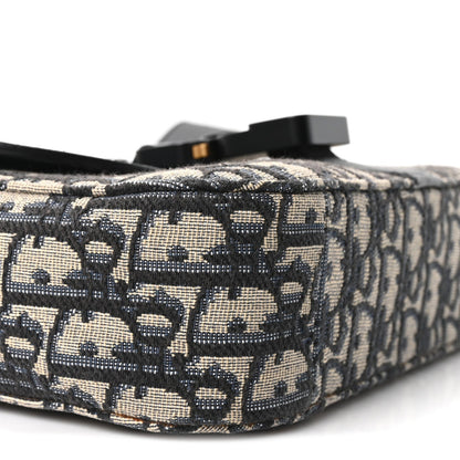 Oblique Jacquard Grained Calfskin Small Saddle Messenger Bag Beige Black
