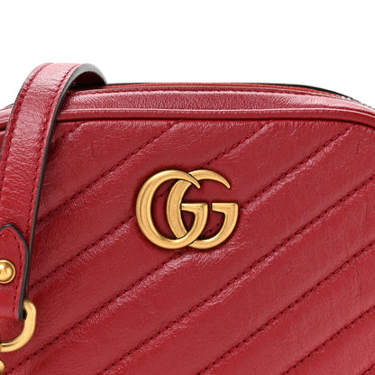 Azalea Calfskin Matelasse Diagonal Tall GG Marmont Crossbody Bag Romantic Cerise