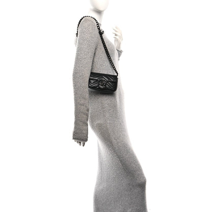 Calfskin Matelasse Monochrome GG Marmont Chain Belt Bag Black