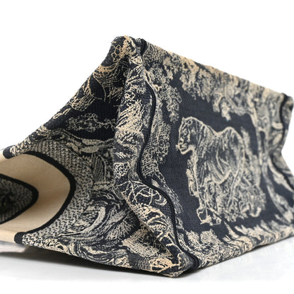 Canvas Embroidered Medium Toile De Jouy Reverse Book Tote Blue