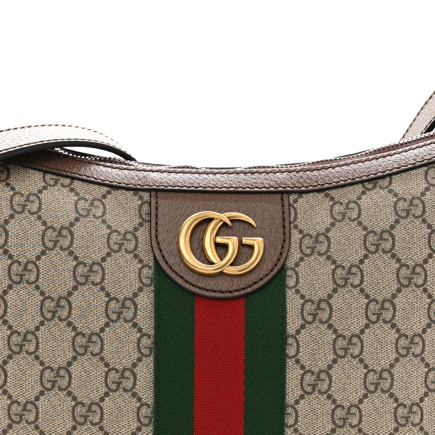 GG Supreme Monogram Web Small Ophidia Half Moon Hobo Brown