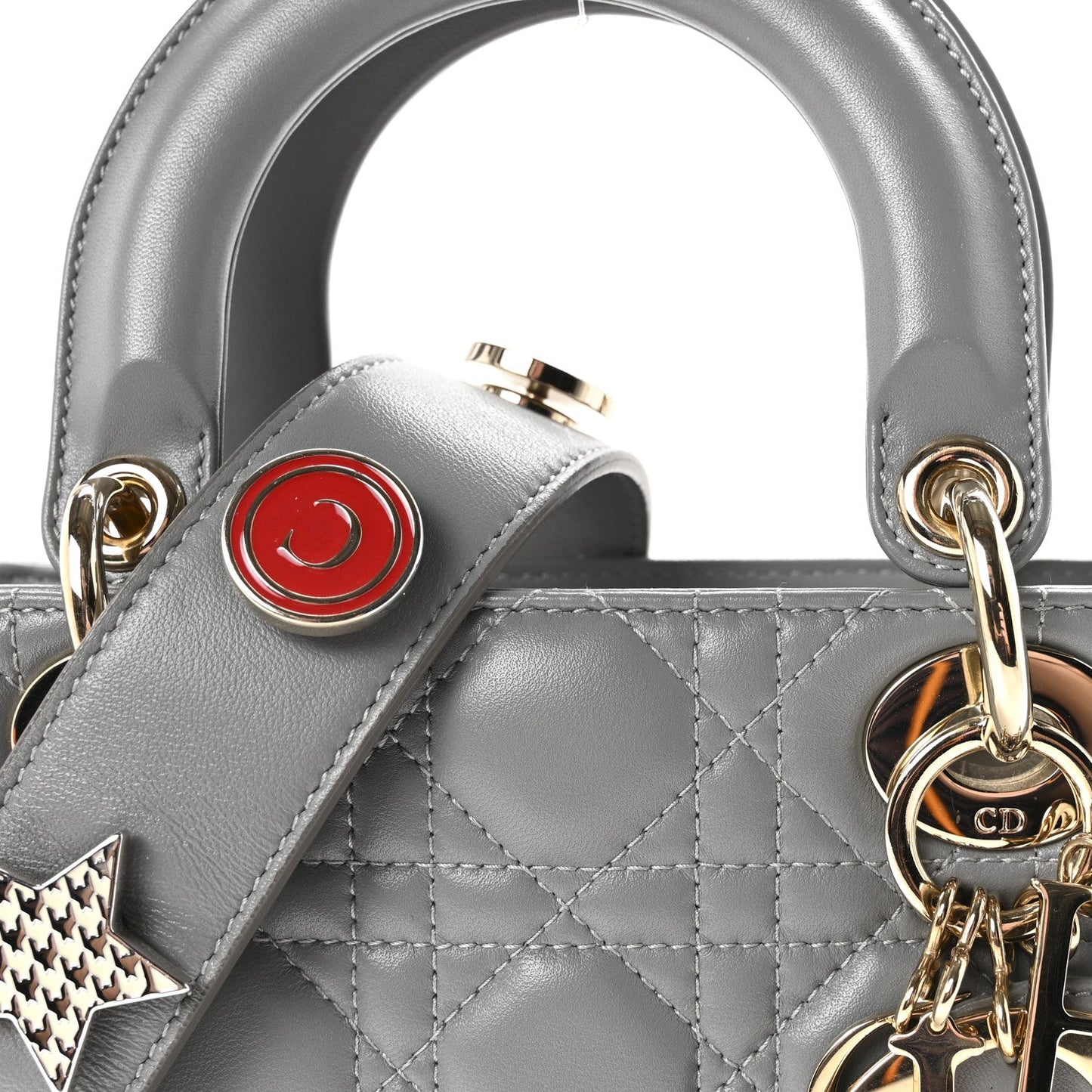 Lambskin Cannage Small My Lucky Badges My Lady Dior Grey