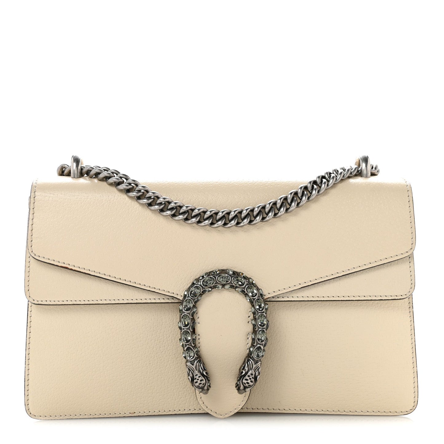 Textured Calfskin Crystal Small Dionysus Shoulder Bag Mystic White
