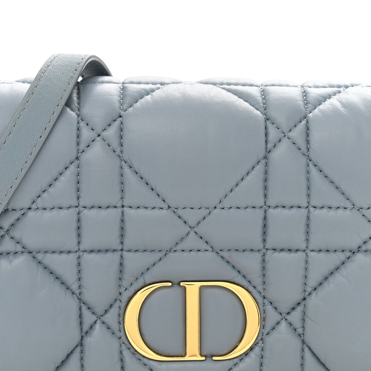 Lambskin Macrocannage Mini Dior Caro Bag Cloud Blue