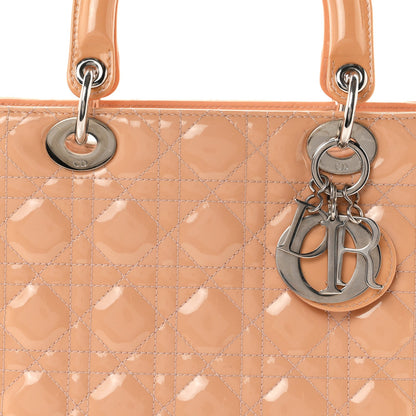 Patent Cannage Medium Lady Dior Rose Clair