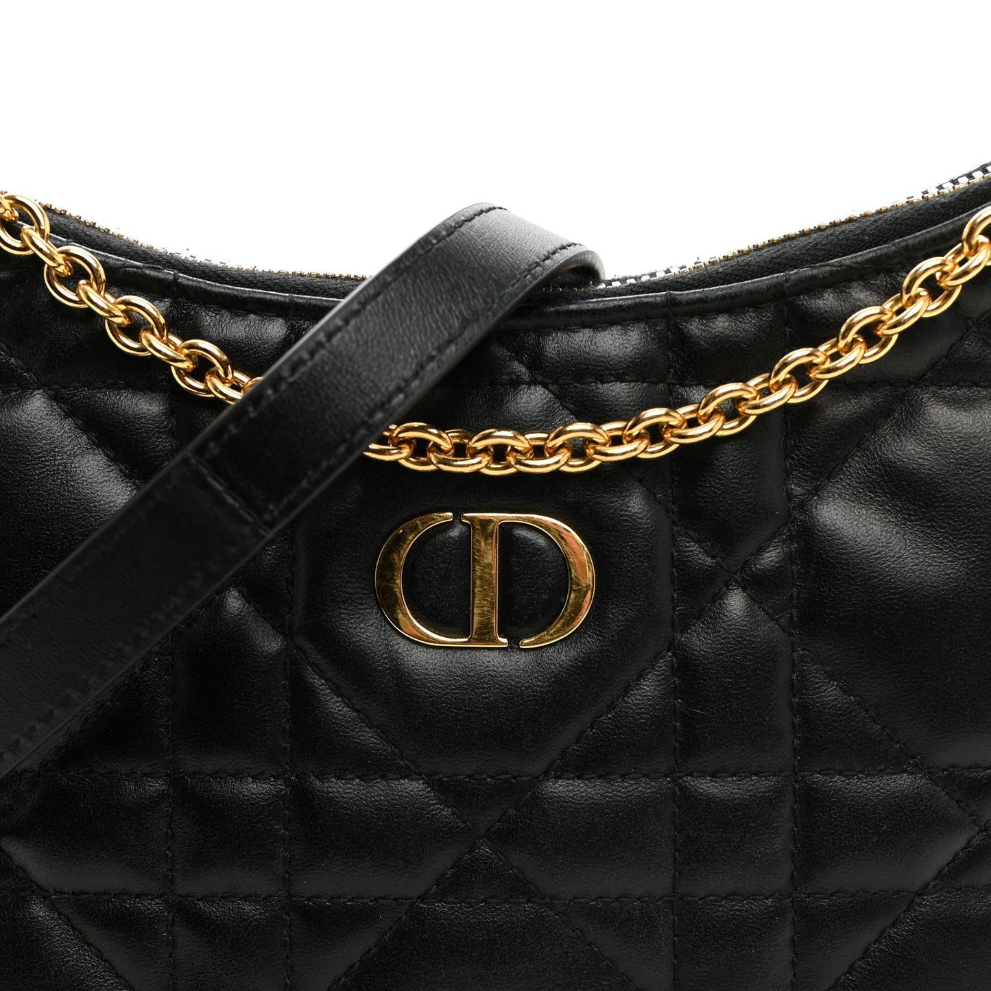 Calfskin Macrocannage Miss Caro Diorling Mini Bag with Chain Black