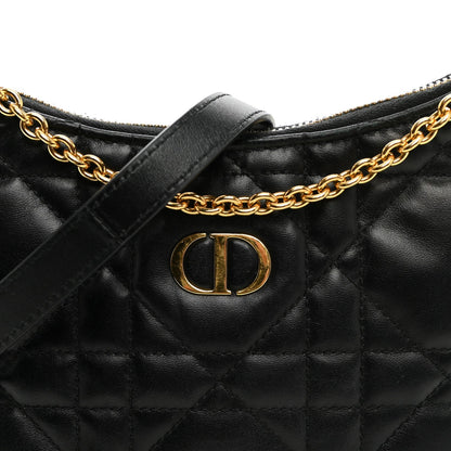 Calfskin Macrocannage Miss Caro Diorling Mini Bag with Chain Black