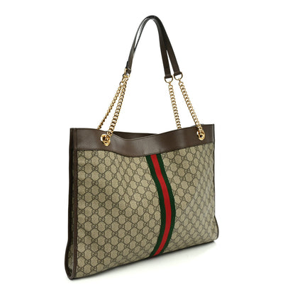 GG Supreme Monogram Large Rajah Chain Tote Beige New Acero