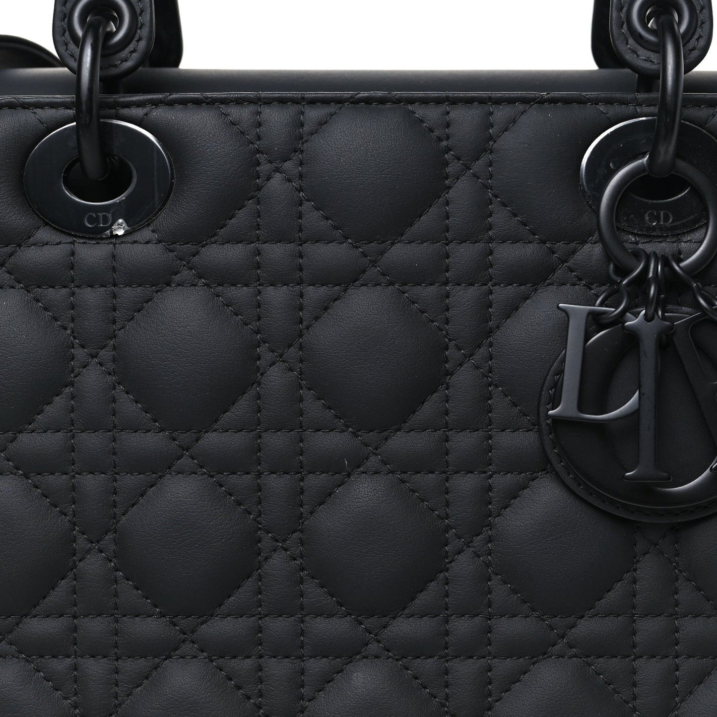 Ultra Matte Calfskin Cannage Large Lady Dior Black