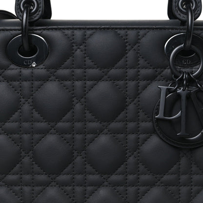 Ultra Matte Calfskin Cannage Large Lady Dior Black