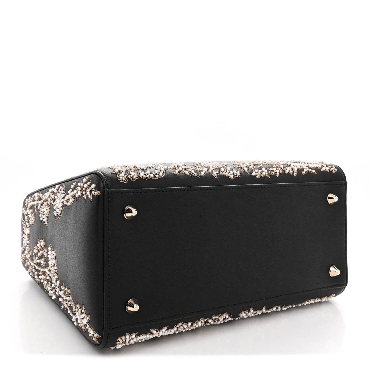 Calfskin Beaded Embroidered Ramage Butterfly Medium Lady Dior Black White Black White