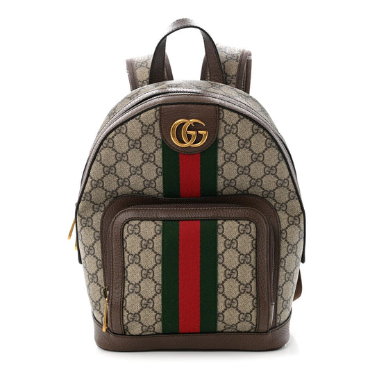 GG Supreme Monogram Calfskin Web Small Ophidia Day Backpack Beige Ebony New Acero