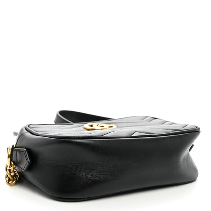 Calfskin Matelasse Mini GG Marmont Camera Bag Black